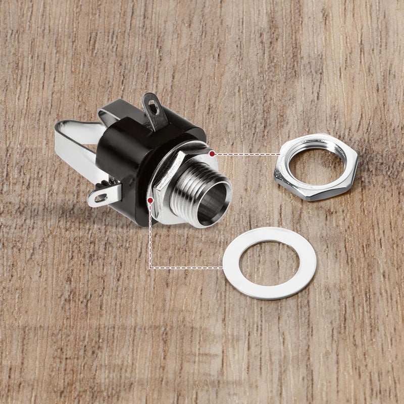 simarro 5 Set Jack Socket Nut with Washer, 3/8" Guitar Nuts and Washers Guitar Input Output Jack Socket Nuts and Washers Silver Hex Nut Washer for Guitars Bass - Image 4